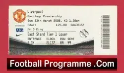Manchester United v Liverpool 2008 - Match Ticket - football memorabilia