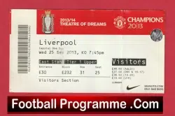 Manchester United v Liverpool 2013 – Match Ticket