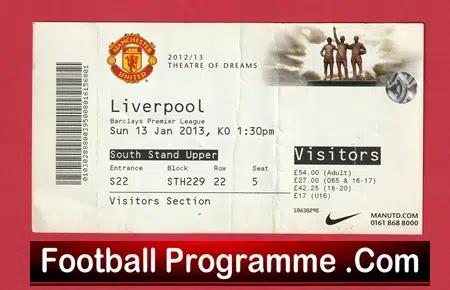 Manchester United v Liverpool 2013 - Match Ticket - Image 2