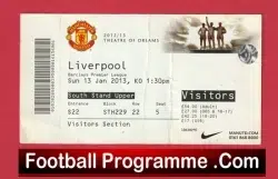 Manchester United v Liverpool 2013 - Match Ticket - football memorabilia