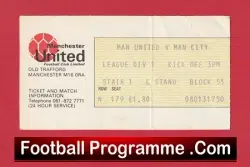 Manchester United v Manchester City 1977 – Match Ticket
