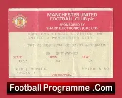 Manchester United v Manchester City 1990 - Match Ticket - football memorabilia