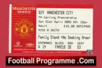 Manchester United v Manchester City 2001 – Football Ticket
