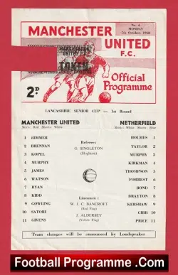 Manchester United v Netherfield 1968 – Lancashire Senior Cup