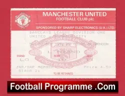 Manchester United v Norwich City 1991 – Football Ticket