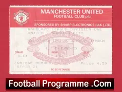 Manchester United v Norwich City 1991 – Match Ticket