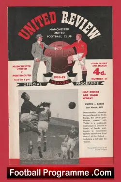 Manchester United v Portsmouth 1959 - Man Utd 59 - football programme