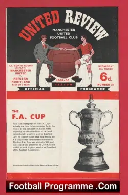 Manchester United v Preston 1966 - Man Utd 66 - football programme