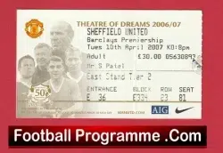 Manchester United v Sheffield United 2007 - Football Ticket - football memorabilia