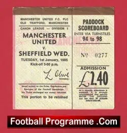 Manchester United v Sheffield Wednesday 1985 - Ticket - football memorabilia