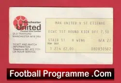 Manchester United v St Etienne 1977 – Ticket – Postponed