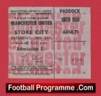 Manchester United v Stoke City 1967 – Old Match Ticket