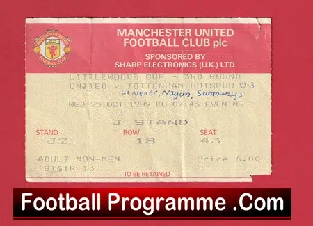 Manchester United v Tottenham 1989 - Football Ticket - Image 2