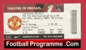 Manchester United v Tottenham 2009 – Match Ticket