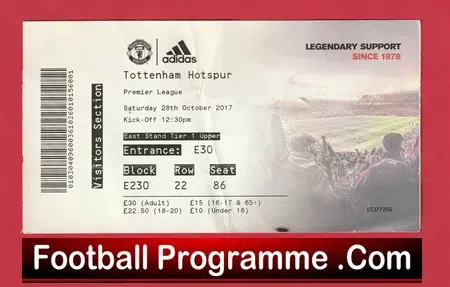 Manchester United v Tottenham 2017 - Football Ticket - Image 2