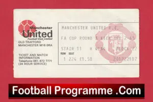 Manchester United v Walsall 1977 – Match Ticket 1970s