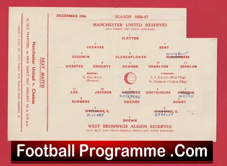 Manchester United v WBA 1956 - Man Utd Reserves + Bobby Charlton - Image 3