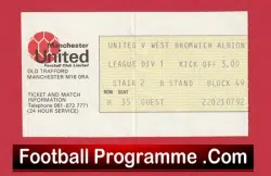 Manchester United v WBA 1978 – FA Cup Match Ticket