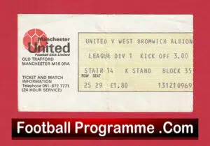 Manchester United v WBA 1978 – FA Cup Football Ticket