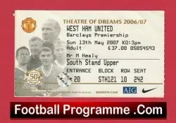 Manchester United v West Ham United 2007 - Match Ticket - football memorabilia