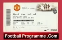 Manchester United v West Ham United 2012 – Match Ticket
