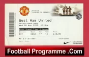 Manchester United v West Ham United 2012 – Match Ticket