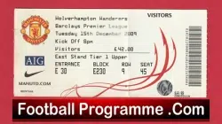 Manchester United v Wolves 2009 – Football Ticket