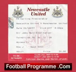 Newcastle United v Manchester United 1997 – Football Ticket