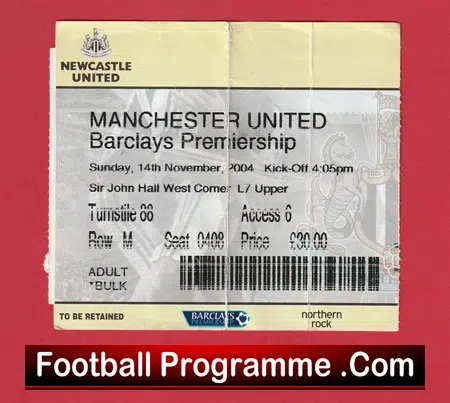 Newcastle United v Manchester United 2004 - Match Day Ticket - Image 2