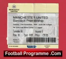 Newcastle United v Manchester United 2004 - Match Day Ticket - football memorabilia