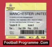 Newcastle United v Manchester United 2001 – Match Ticket