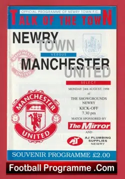 Newry Town v Manchester United 1998 – Treble Season Programme