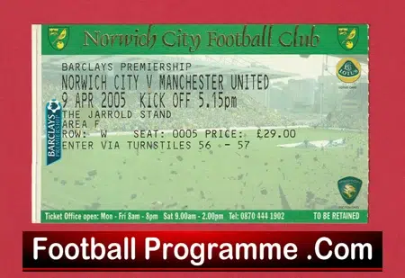 Norwich City v Manchester United 2005 - Football Ticket - Image 2