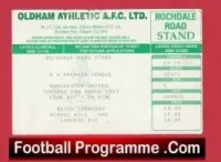Oldham Athletic v Manchester United 1993 – Football Ticket