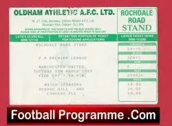 Oldham Athletic v Manchester United 1993 - Football Ticket - football memorabilia