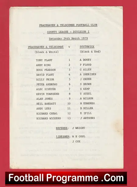 Peacehaven Telscombe v Southwick 1979 - Image 3