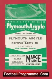 Plymouth Argyle v British Army 1959 – Football Programme