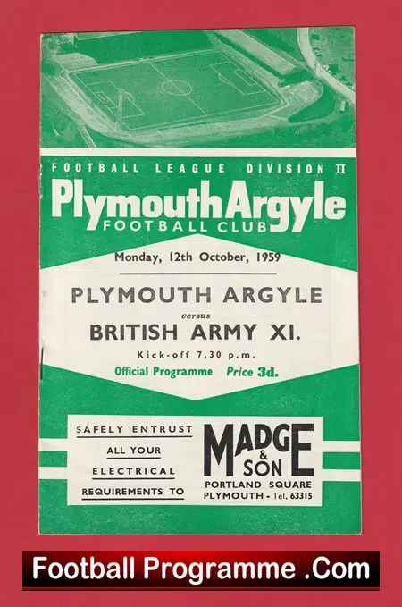 Plymouth Argyle v British Army 1959 - Football Programme - Image 2