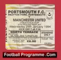 Portsmouth v Manchester United 1994 – Ticket League Cup Replay