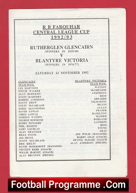 Rutherglen Glencairn v Balantyre Victoria 1992