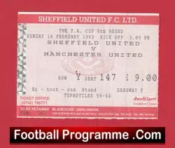 Sheffield United v Manchester United 1993 Ticket – Champions FA Cup