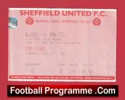 Sheffield United v Manchester United 1995 - FA Cup Match Ticket - football memorabilia