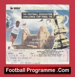 Sheffield Wednesday v Arsenal 1993 – FA Cup Final Ticket