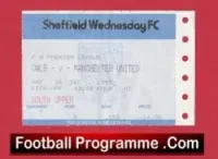 Sheffield Wednesday v Manchester United 1992 – Match Ticket