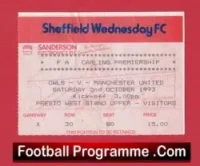 Sheffield Wednesday v Manchester United 1993 – Match Ticket