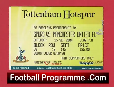 Tottenham Hotspur v Manchester United 2004 - Match Ticket - Image 2