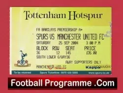 Tottenham Hotspur v Manchester United 2004 - Match Ticket - football memorabilia