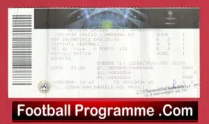 Udinese v Arsenal 2011 – Football Ticket Italy