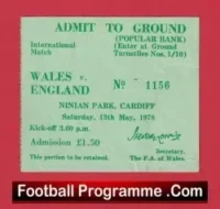 Wales v England 1978 – Football Ticket
