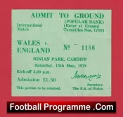 Wales v England 1978 – Football Ticket
